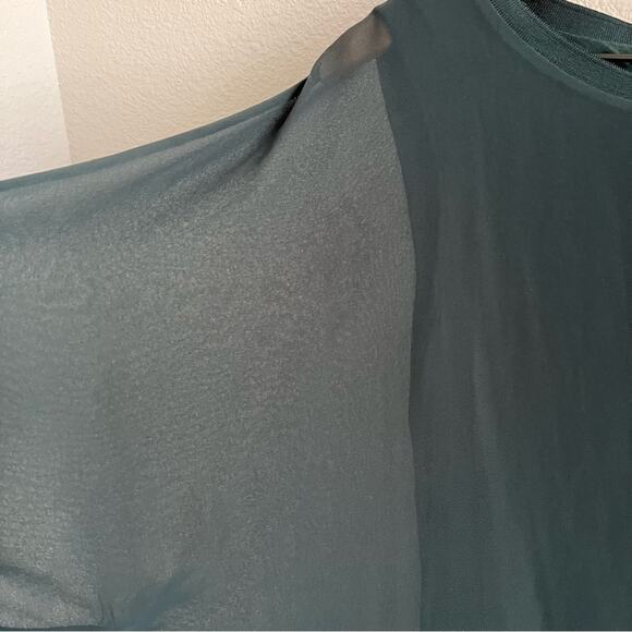 Zara Woman Dark Green Sheer Overlay Tank Shirt Small - Picture 6 of 9